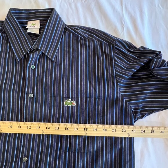 Lacoste Button Shirt Mens 5 Large Croc Logo Pocket Striped Classic Preppy - Picture 6 of 9